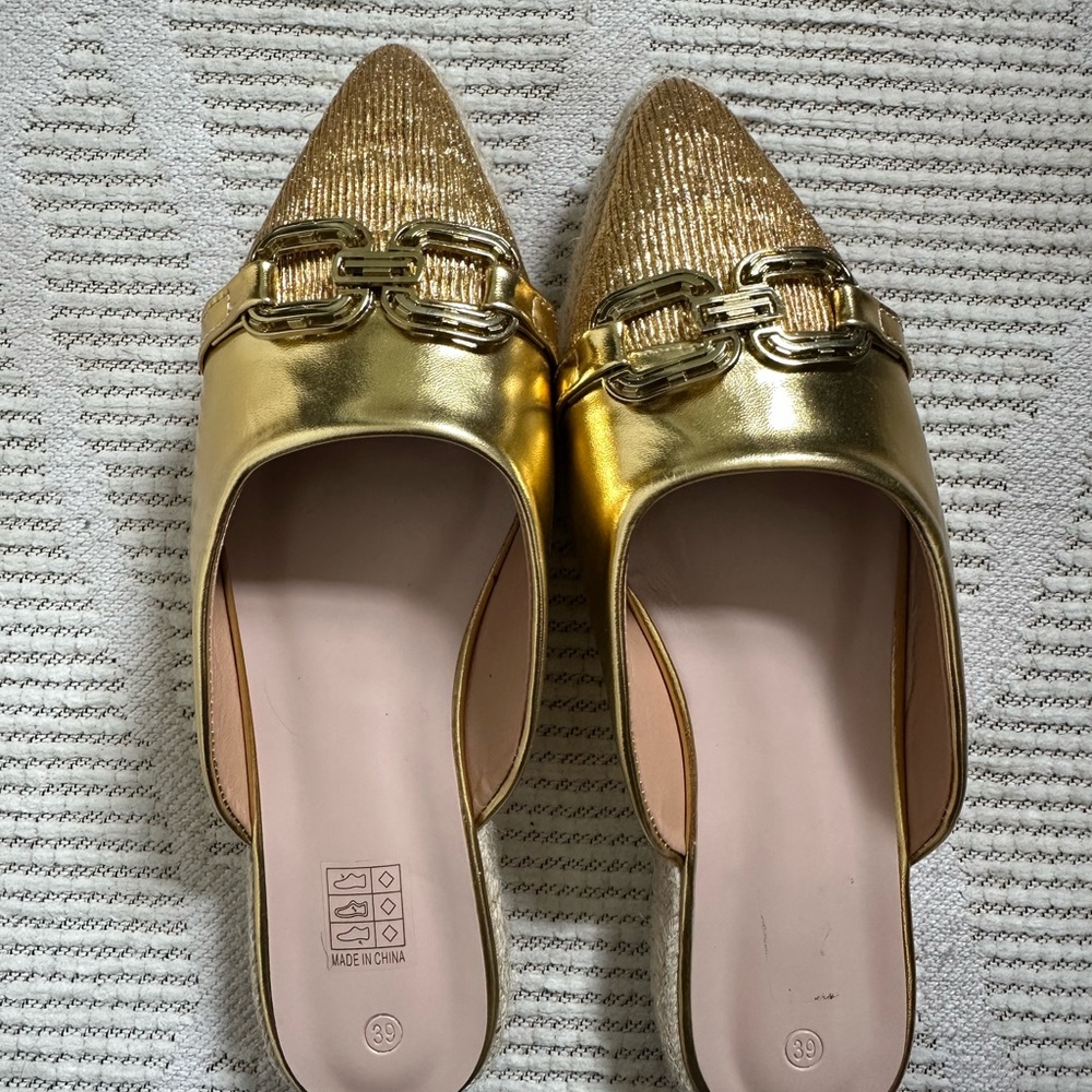 Gold Slip-On Mules